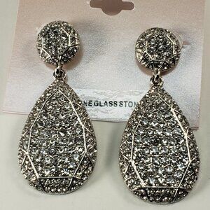 Silver-tone Sparkling Crystals 2.25-inch Drop Dangle Earrings - Women's Jewelry
